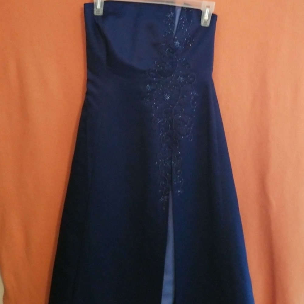 Dark blue/light blue beaded long dress